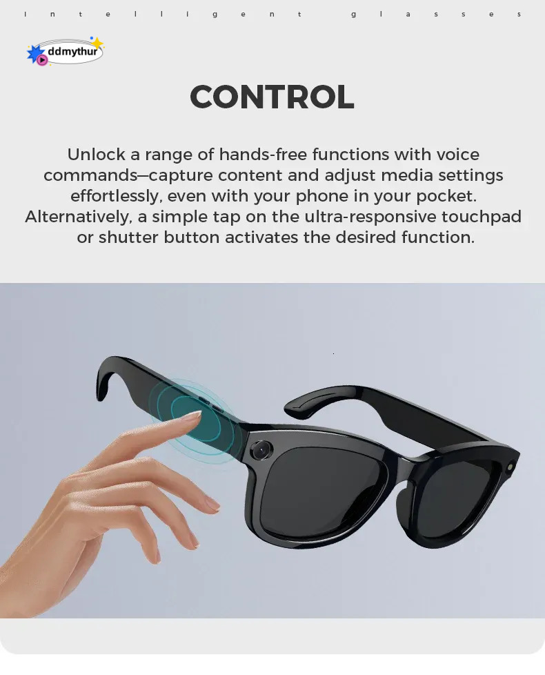 Smart Glasses with Camera: HD 1080P Video Capture Sunglasses | Polarized Lens, Security & Sports DVR Camcorder ddmythur Z260306