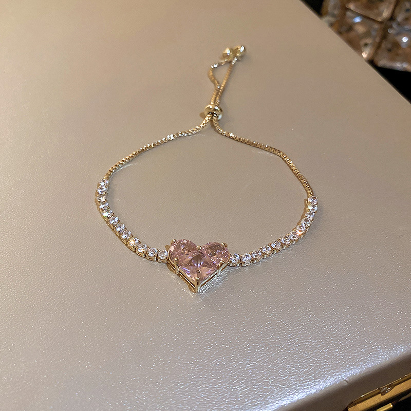 Light Luxury Zircon Heart Adjustable Korean Fashion Design Sense Bracelet for Classmates and Best Friends Versatile Jewelry Wholesale - view 8