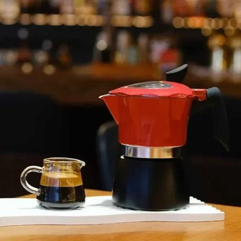 Red Premium Aluminum Stovetop resso Maker Italian Design Coffee Percolator Moka Pot Manual Cuban Camping Coffee Pot He Use Y251020