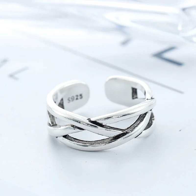 925 Sterling Silver OverlAPping Adjustable Open Rings For Women Engagement Jewelry AccESSories J251020