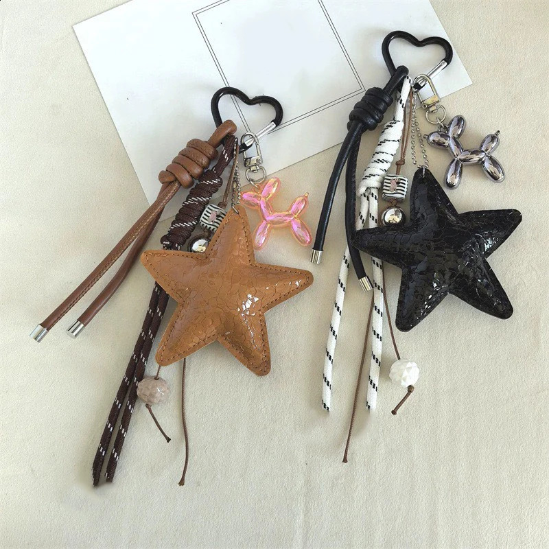 PU Leather Starfish Bag Charm Cute Decorative Keychain Decoration Fashion Braided Rope Bag Accessorie 251030