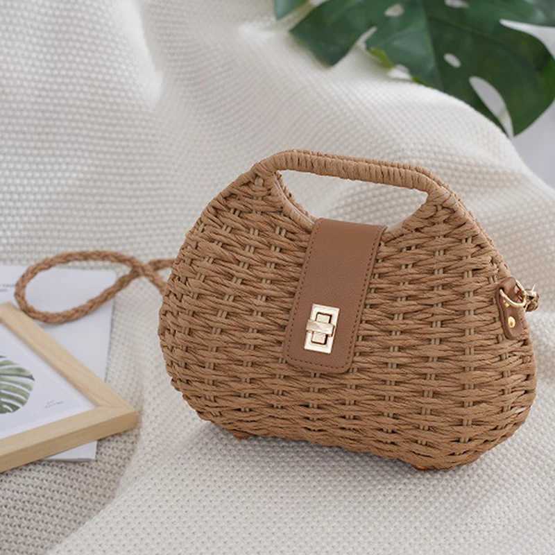 New Fashionable Womens Handheld Straw Bag Luxury Versatile Shoulder Crossbody BagT251020
