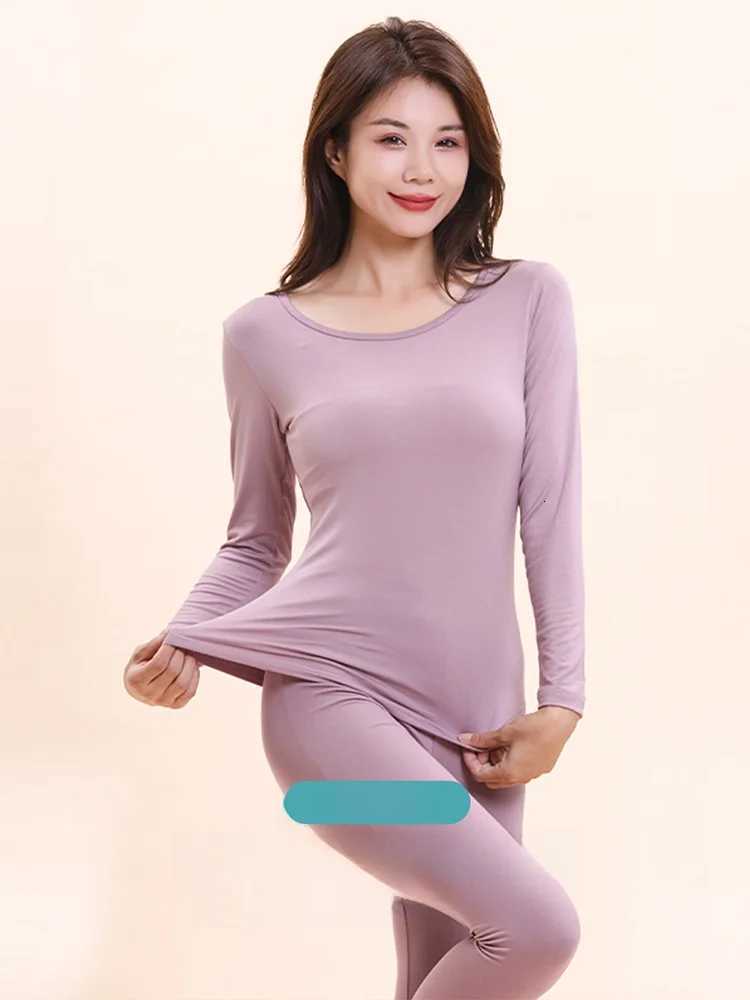 Modal Autumn Thermal Underwear Set Womens Thin Base Layer irt Pants TwoPiece Set Comfortable Warmth Long Pants Home ClothesT251020