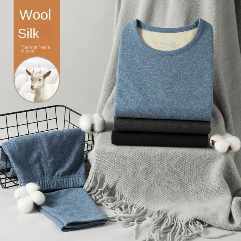 Velvet Thick Warm Long John Women Winter Clothes Wool Thermal Underwear For Men Plus Size Thermal Set Female Second Skin SuitT251020