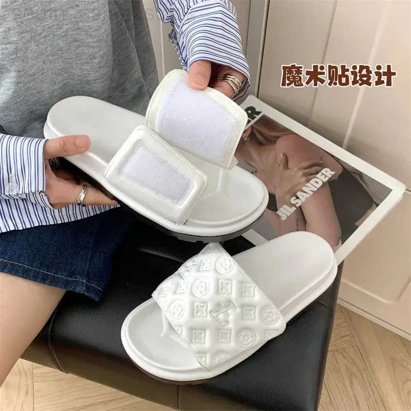 Women Magic Tape Flat Slippers New Summer Luxury Shoes Brand Platform Sandals Ladies Height Increase Flats Slides Women Slippers Z251020