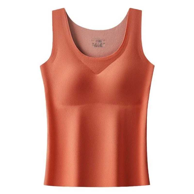 Thermal Vest for Women with Padded Chest Thickened FleeceLined Autumn and Winter BraFree Inner Wear Tank Top With Buildin BraT251020