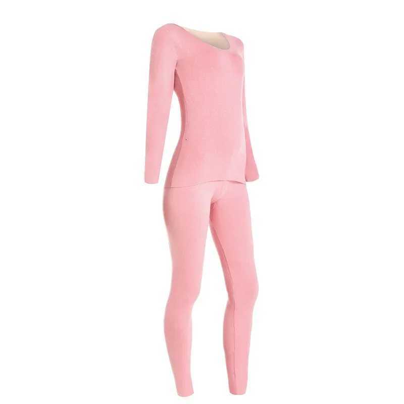 2PCS Womens thermal underwear set seamless fleece and thickened top base layer wearing coldproof long Johns inside autumnT251020