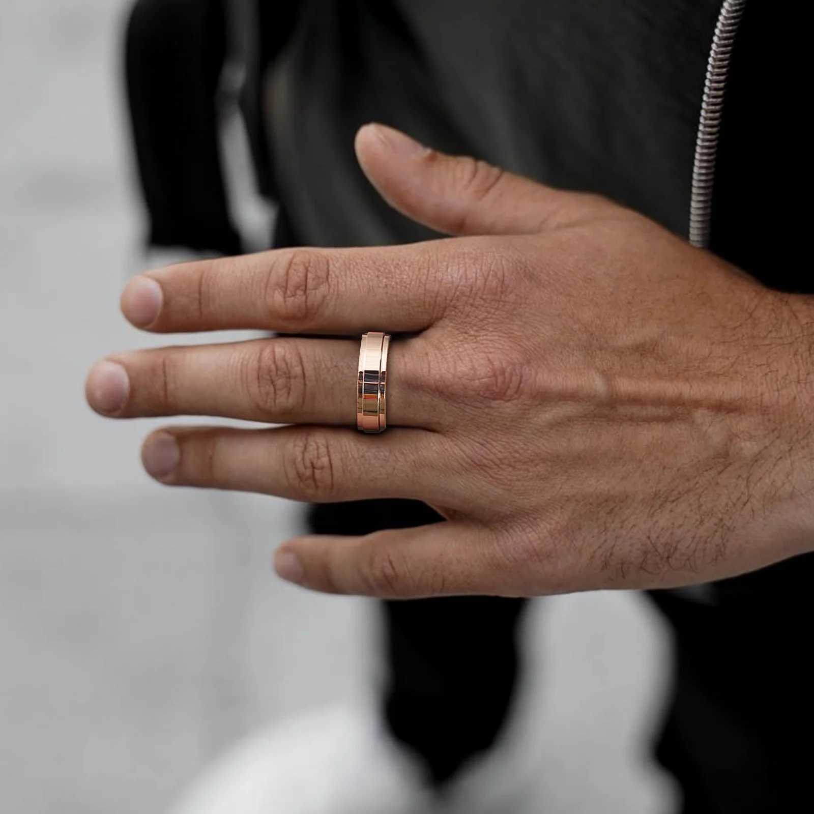 Stainless Steel Spinner Fidget Ring for Men Women Anxiety Jewelry Size 5 To 12 J251020