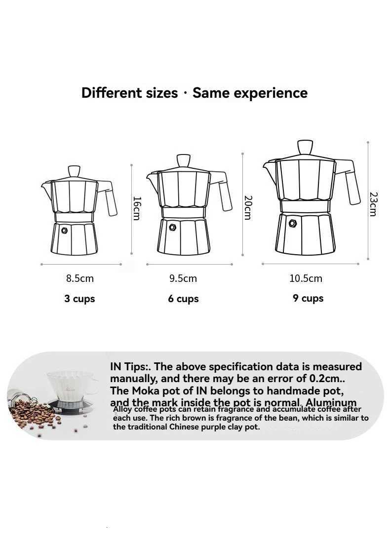 36cups Moka Pot Stovetop Camping Manual Cuban Coffee Maker Manual Camping Cuban Coffee Brewer for Making Cappuccino Latte Y251020
