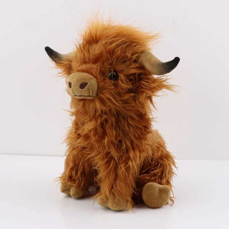 30cm Simulation Kyloe Highland Cow Animal Plush Doll Soft Stuffed Highland Cow Cattlle Plushie Gift for Kids Boys Girls J251020