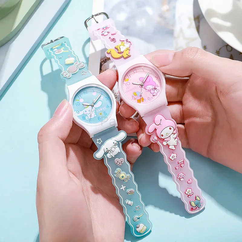 Sanrio Sanrio Hello Kitty Children Wrist Watch Kuromi Cinnamoroll My Melody Kawaii Waterproof Silica Gel Chronograph Watch Student Gift L251020