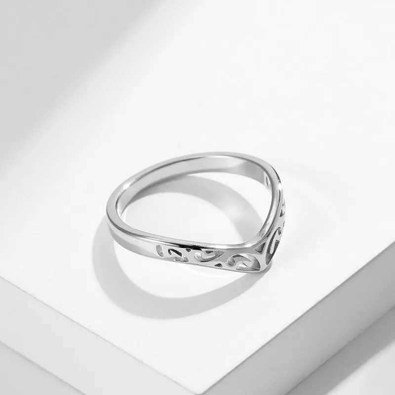 2mm Thin V Shape Hollow Stackable Ring Stainless Steel Wedding Band for Women Girl Size 512 J251020