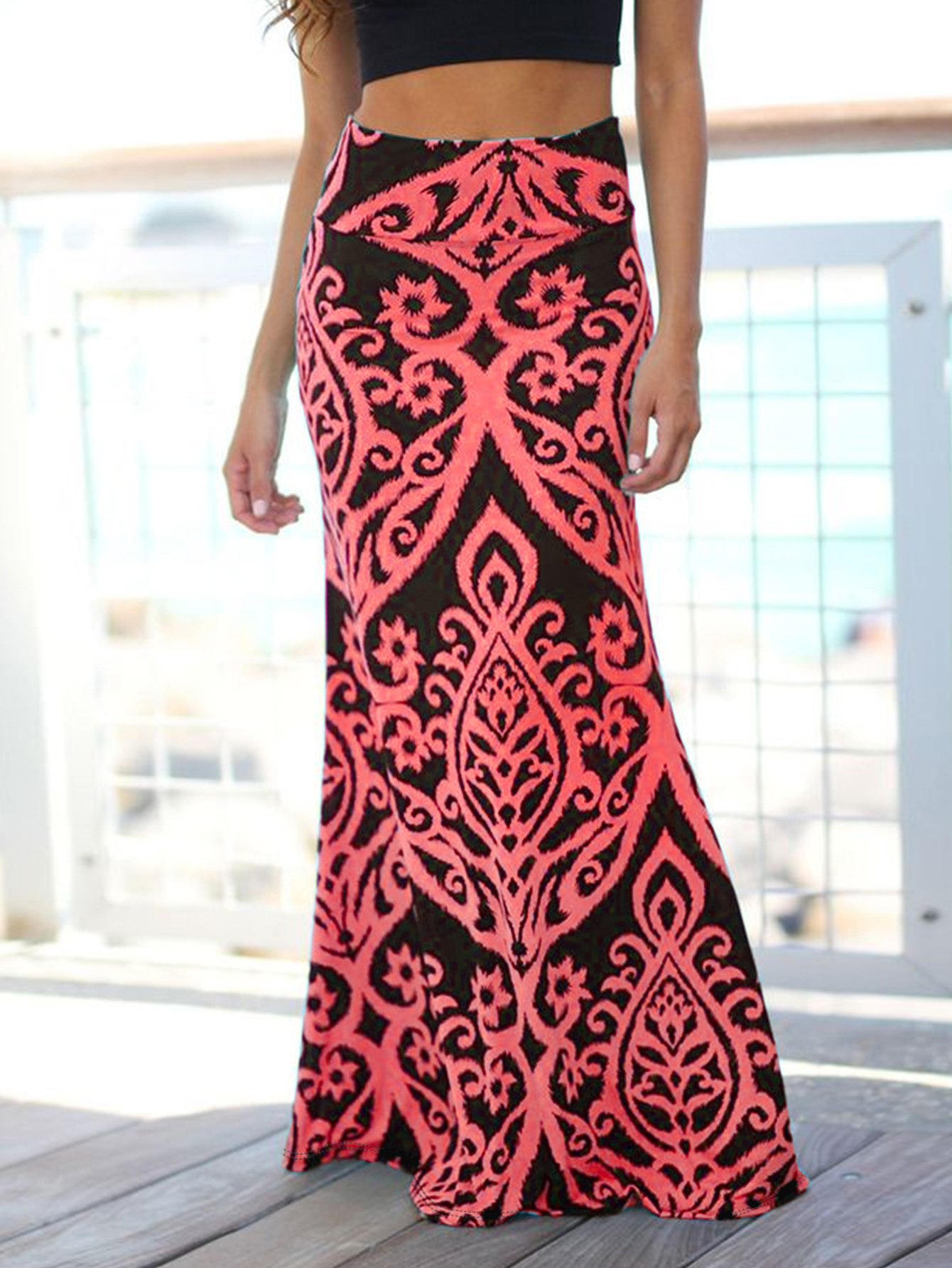 Women's Autumn New Ethnic Style Commute Casual Midi Skirt, Milk Silk Versatile Skirt-CF41121