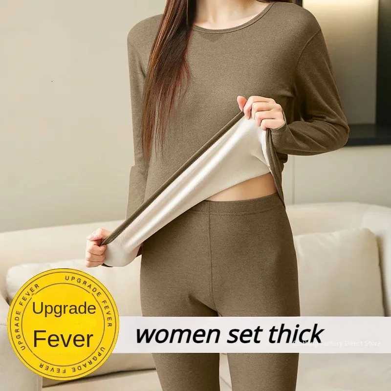Womens Velvet Bottoming Toptrousers Thermos Warm Intimate Selfheating Thermo Lingeries Ladies Solid Long Sleeve Intimate SetT251020