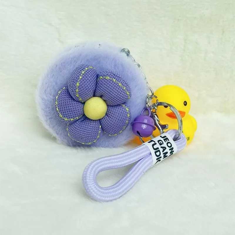 Plush flower small mirror portable mini makeup mirror cute folding mirror bag pendant C2510204