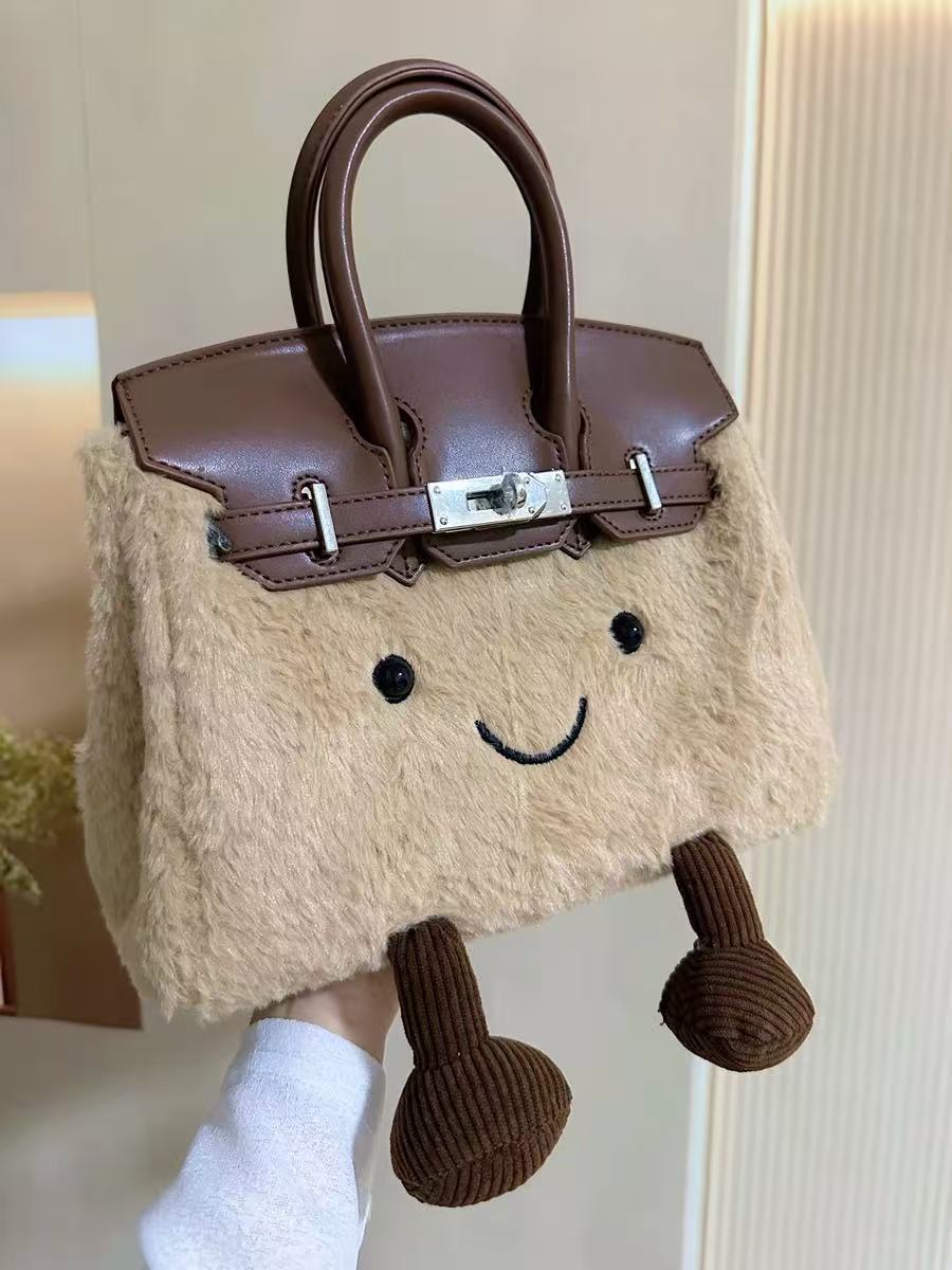 Hot selling Cute Plush Storage Tote Crossbody Large Capacity Daily Handbag Shoulder Dual Purpose Bag Gift for Women designer bag