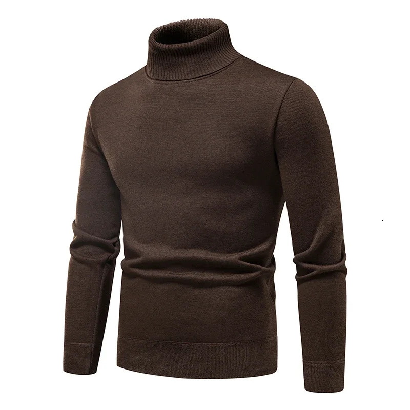 Sweatwear Mens Antipilling High Quality Knitted Turtleneck Sweater Slim Fit Long Sleeve Pullover Solid Color Trend Men Clothing w251015