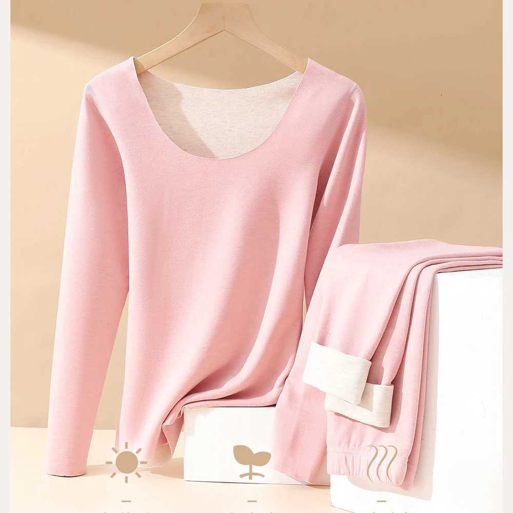 Womens Thermal Underwear Cashmere Silk Velvet Thickened Lingeries set woman 2 pieces Winter Clothes For Women Thermal ClothingT251020