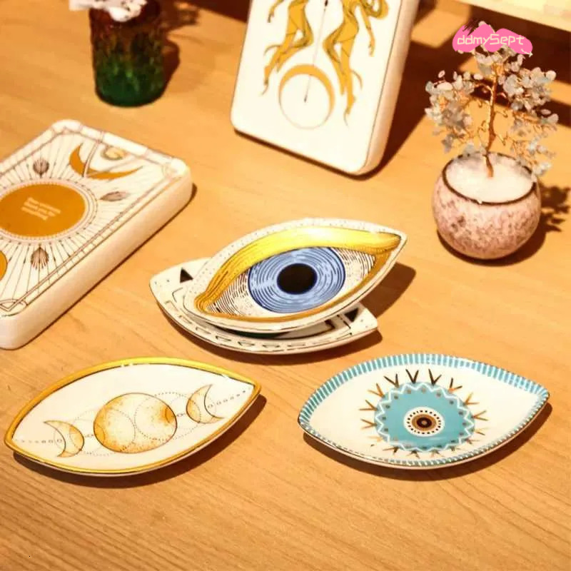 Evil Eye Shaped Ceramic Tray - Decorative Jewelry Holder, Candy Dish, and Abstract Home Decoration ddmysept