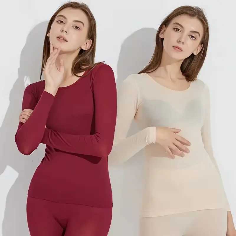 Women traceless thermal underwear set unisex intimate pajamas ultrathin winter constant temperature long sleeve lingerie 2 piecT251020