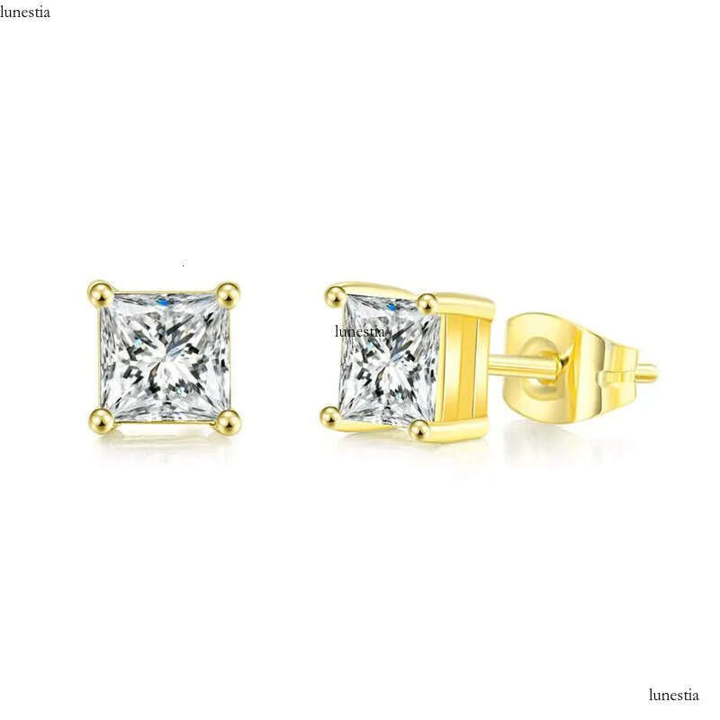 2024 Ins Top Sell Stud Earrings Simple Fashion Jewelry Sterling Sier Fill Princess Cut White 5A Cubic Zircon Party Women Wedding Earring Gift