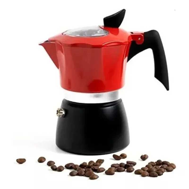 Red Premium Aluminum Stovetop resso Maker Italian Design Coffee Percolator Moka Pot Manual Cuban Camping Coffee Pot He Use Y251020