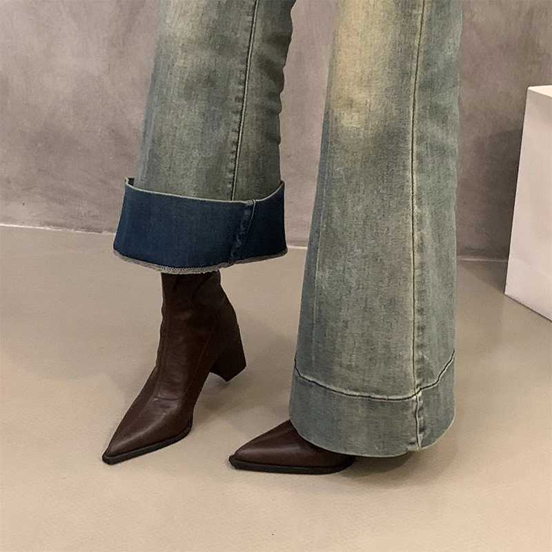 Designer Vintage Women Ankle Boots Fi Pointed Toe Short Booties Elegant High Heels Shoes Botas MujerXJ251020 - view 5