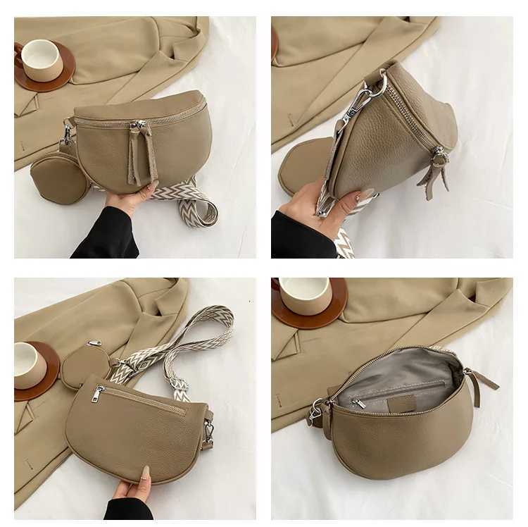 Genuine Leather Women Shoulder Crossbody Bags Luxury Cow Leather Chest Bag With Small Purse Female Handbags Waist BagT251020