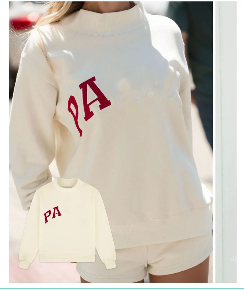 Parke Designer Women's Round Neck Sweatshirt Embroidered Letter Casual Fashion Loose Jersey Fit Couple Sports Sweatshirt