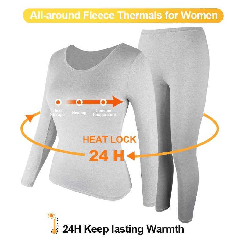 Thermal Underwear for Women Long Johns Set Cold Weather Autumn Winter Pajamas Top Bottom 2 Pieces Sets Shirts PantsT251020