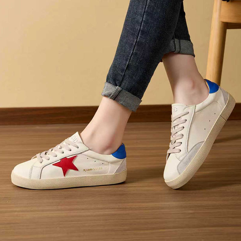 Korean version of old star small dirty shoes women's four seasons versatile leather Agande training shoes running casual white shoes2025