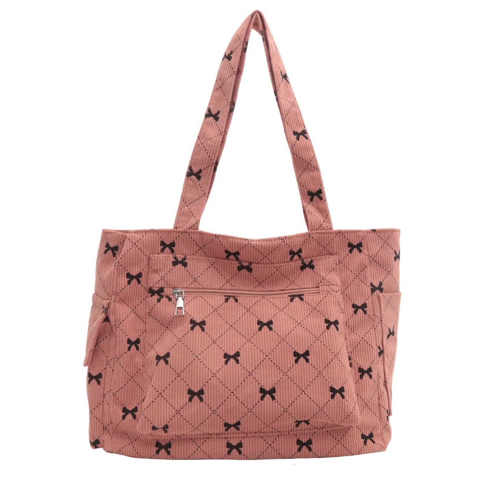 Bow Pattern Commuting Bag Handbag Large Capacity Women Tote Bag Multipockets Fashion Shoulder Bag Casual Underarm BagsT251020