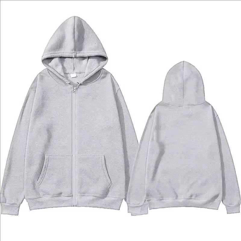 Men Women Casual Fashion Zipper Hoodie Autumn Winter Hip Hop Streetwear Solid Color Long Sleeve Fleece Zipup Sweatshirts W251020