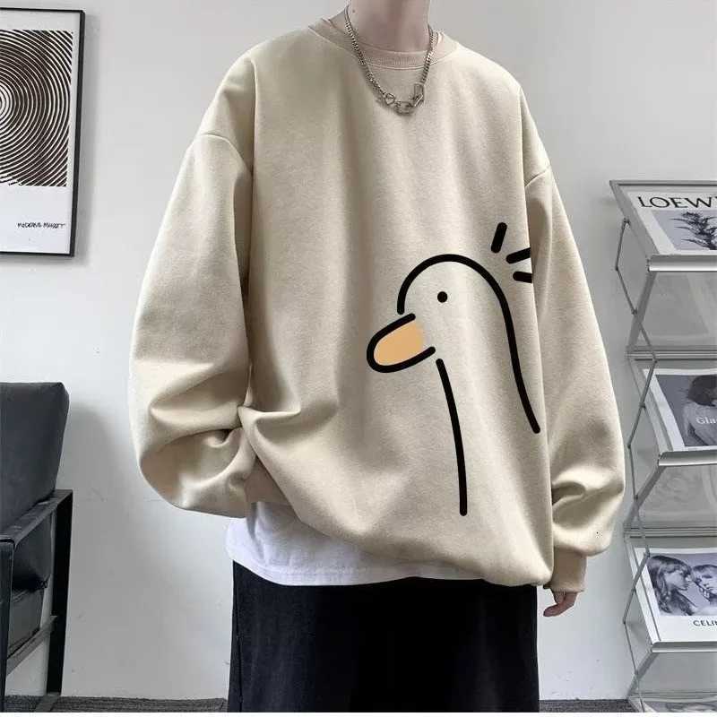 M8XL SweatshirtsMen Oversized Sweatshirt Fashion Loose Yellow Duck Print Long Sleeve Couple Clothes W251020