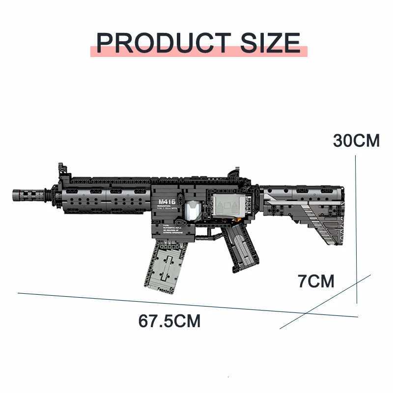 Military Electric M416 Rifle Assembled Building Blocks Bricks Model MOC Army Weapons Machine Gun Firearms Sets Kid Toy Boy GiftsXJ251020