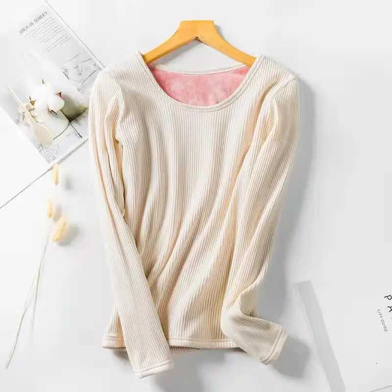 Thermal Underwear Womens Thickened Student Tight Bottom Shirt Women Round Neck Long Tight Thermal Underwear Set WinterT251020