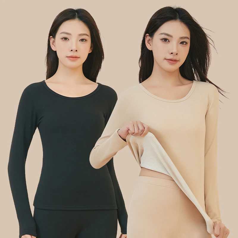 Winter Womens Thermal Underwear Set Cashmere Silk Solid Color Simple Comfortable Bottoming Underwear Autumn Clothes and PantsT251020