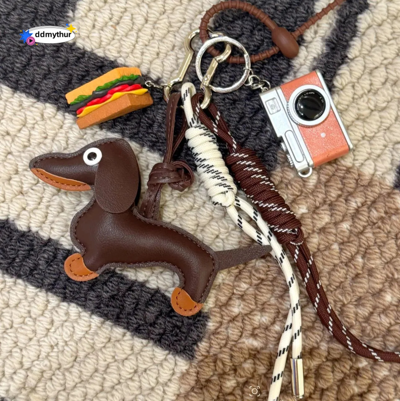 Dachshund Plush Charm - Designer Style Bag Accessory, Keychain, Car Lanyard, Baseball Decoration ddmythur