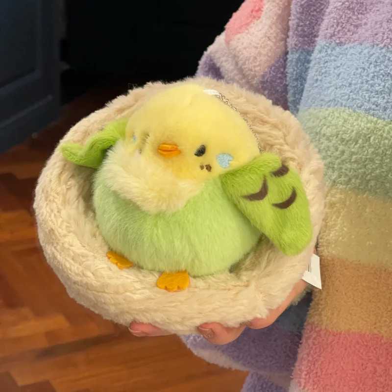 Kawaii Birds Plush Pendant Toys Keychain Simulation Parrot Bird Nest Plush Keyring Anime Cute Gifts for Girls Kids J251020