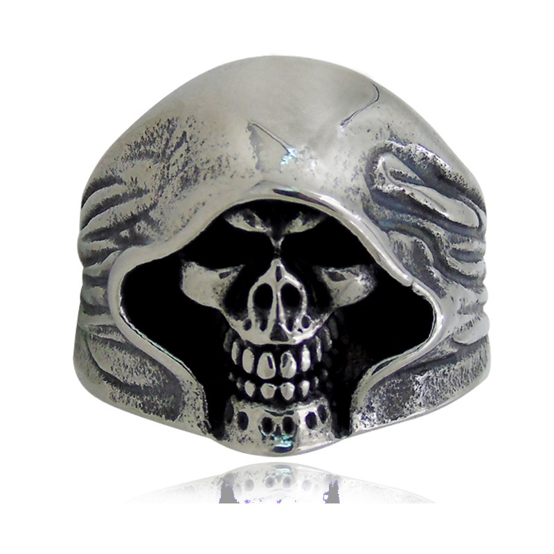 Cool Mexican Style Antique Silver Skull Ring Punk Jewelry for Mens Gift