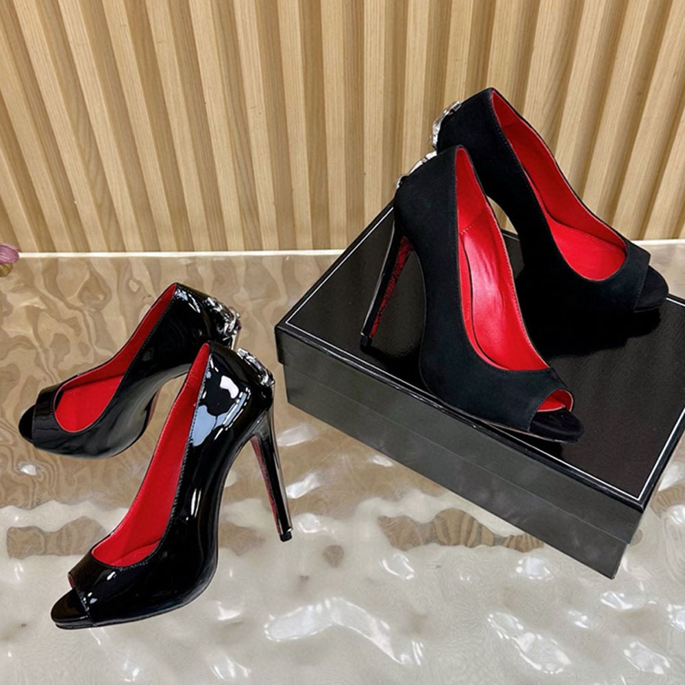 Dagger embellished Stiletto heel Peep Toes Sandals 12cm high heel shoes Luxury designer women sandals Charm evening shoes Fashion dress shoes size 35-43