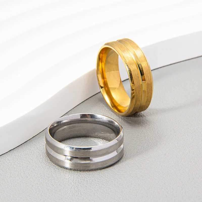 Starry Fleld 8mm wide ring with a middle groove frosted finish trendy simple and personalized suitable for both men and women J251020