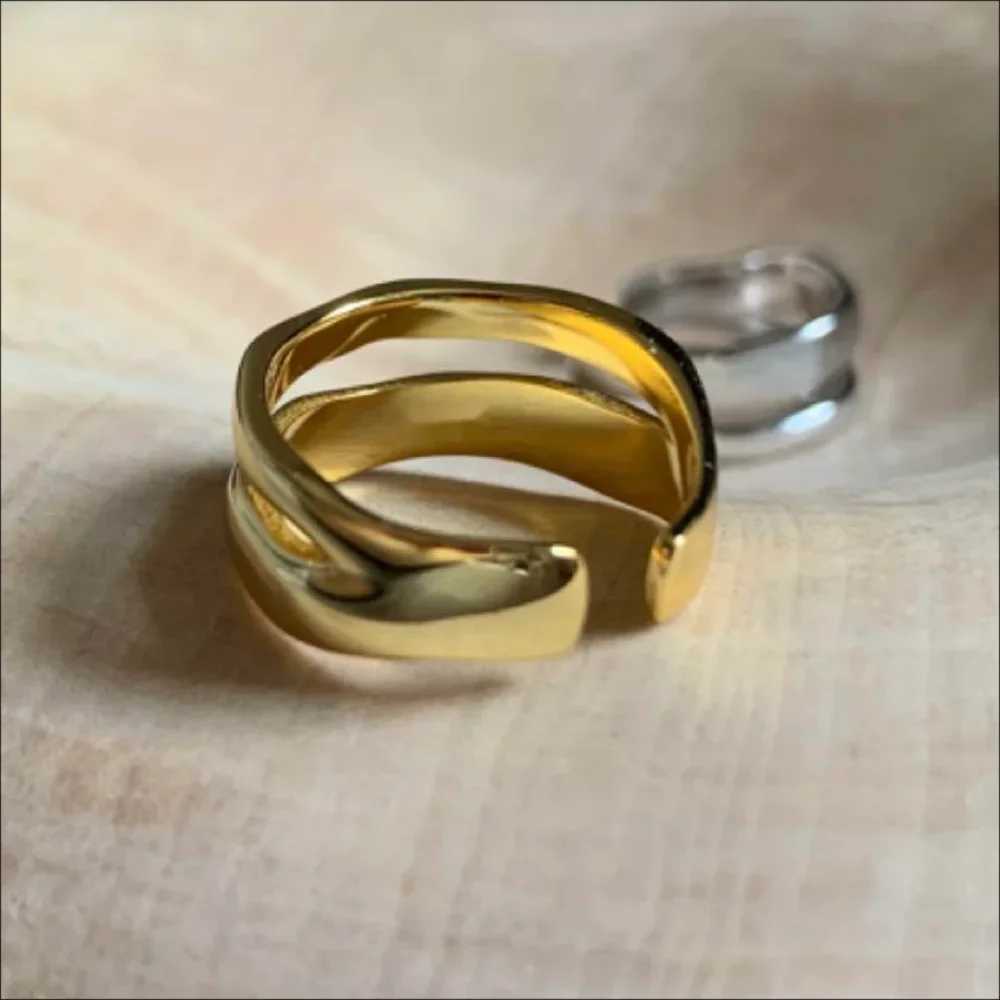 13 PCS Double Row Stackable Open Resizable Wave StainlESS Steels Ring Gold Silver Color Minimalist Irregular Rings J251020