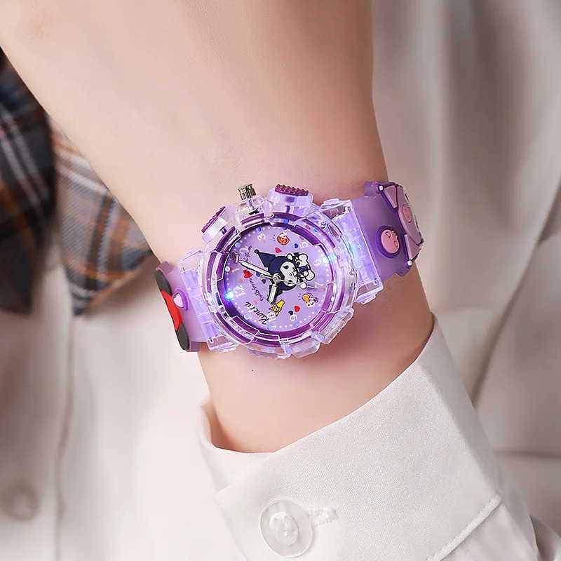 Sanrio Kawaii Sanrio 3D Pattern Watch Kuromi Luminous Watch Cinnamoroll Melody Childrens Wrist Watch Hello Kitty Boy Girls Watch Gifts L251020