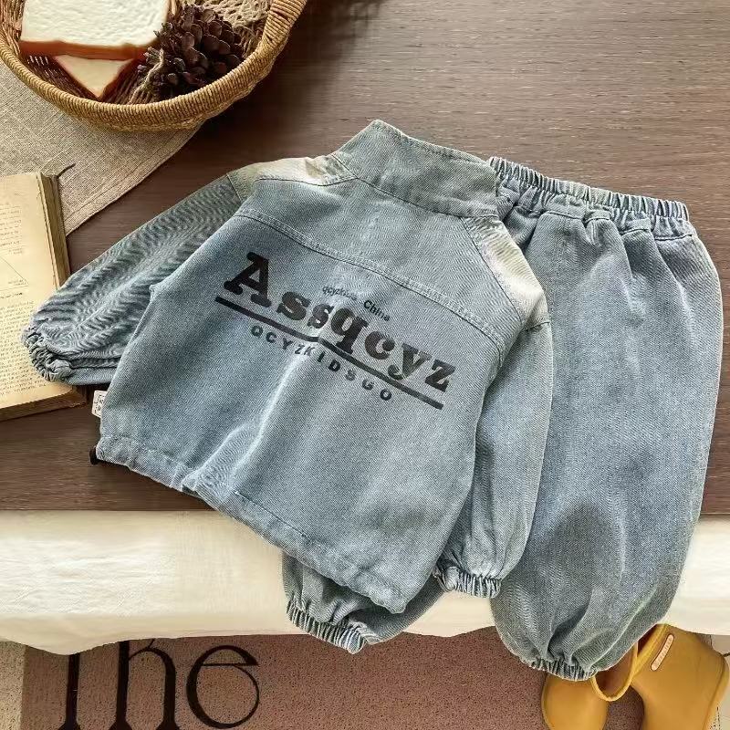 2025 New Hot selling Children's Clothing Autumn Boys' Baby Half Zipper Cowboy Hoodie Set Children's Leisure Sports Two piece Set