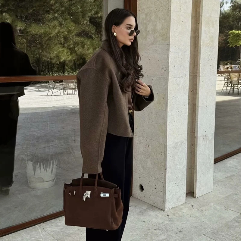 Autumn Jackets Womens Coats Chic Loose Lapel Warm Street Simple Casual Joker Youth Outerwear 251106