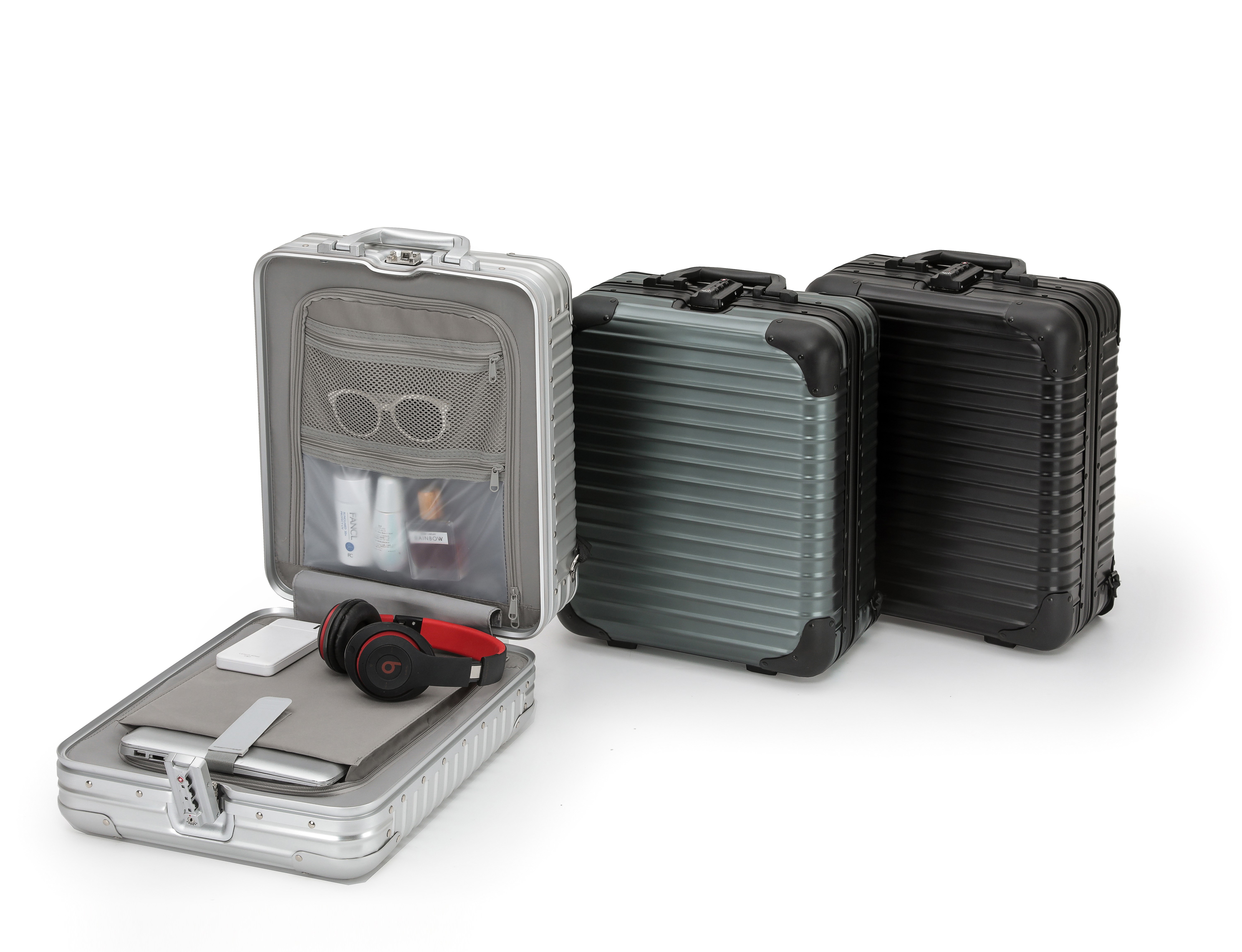 18 Inch Full Aluminum Handheld Case, Minimalist Luxury Password Toolbox for Business & Travel (Black/Silver/Green)-8017