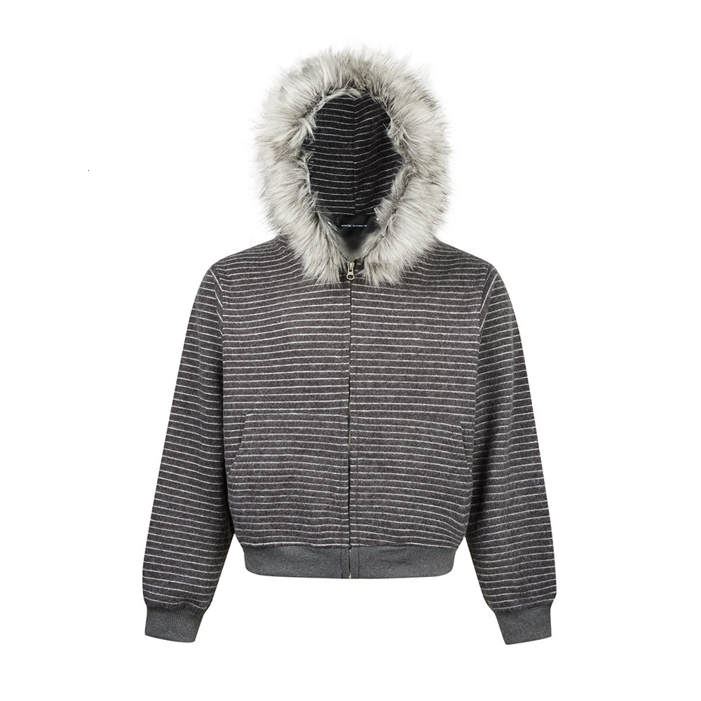 EME Early Autumn New Striped Fleece Comfortable Commuting Daily Designer Hoodie Jacket Tracksuit Men Polo Veste Coat Zipper Casual Hooded Loose Boxy S