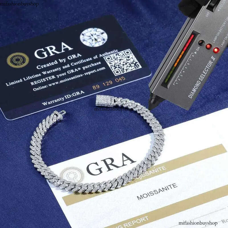 6mm Pass Test Moissanite Cuban Link Chain Sterling Sier VVS Dia Iced Out Women Single Rows Thin Necklace