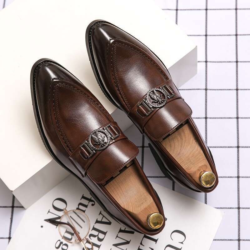 Free shipping spring and Autumn Pointed Toe Casual Lazy Business Formal British Joom Men's designer Leather Office Groom loafers Shoes